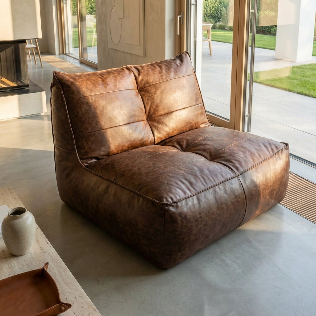 Wagrex - Fauteuil Zitzak Bank Modern Retro-Leer