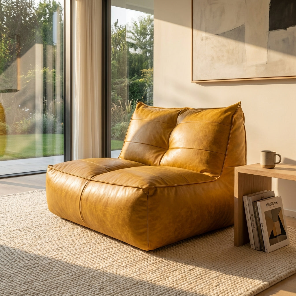 Wagrex - Fauteuil Zitzak Bank Modern Retro-Leer