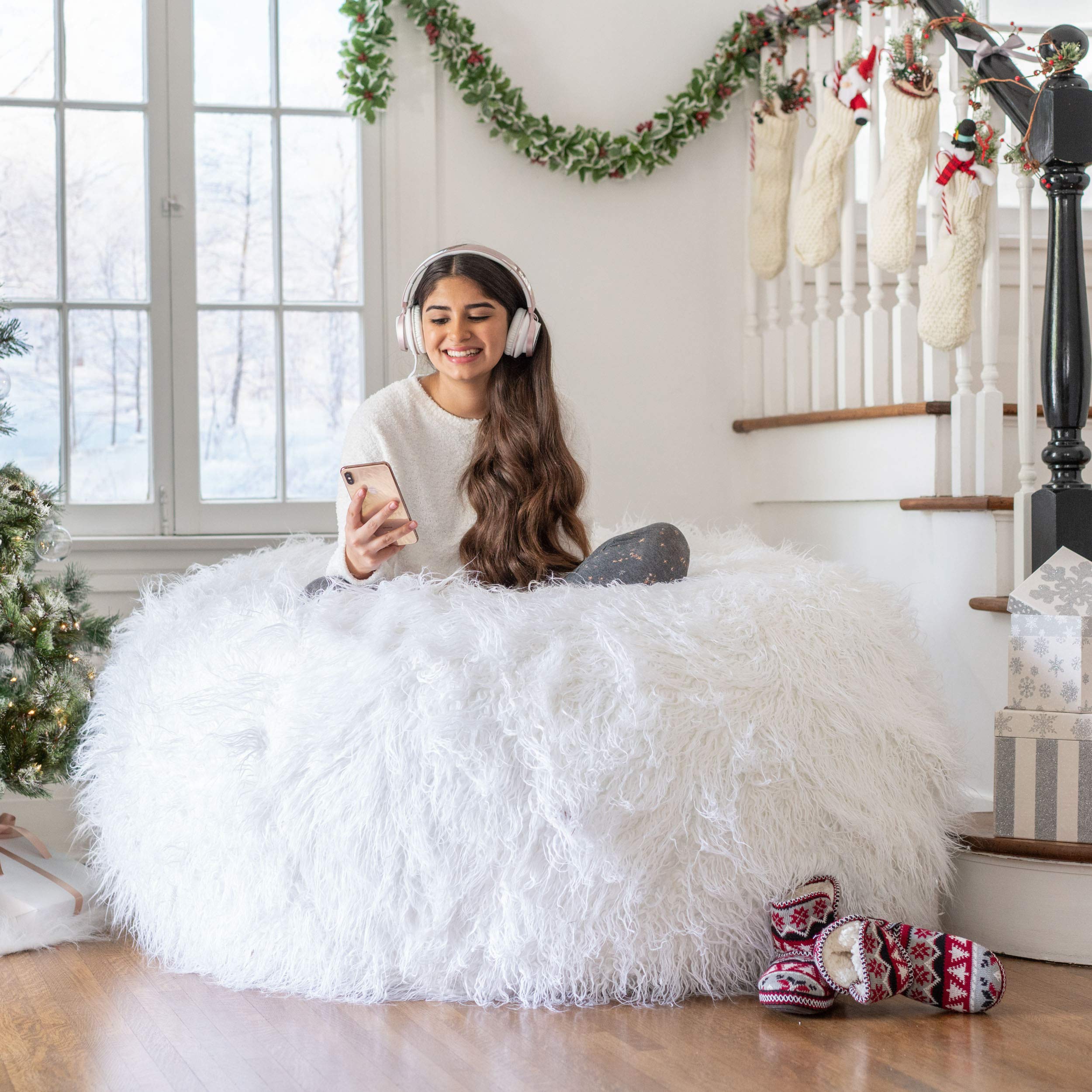 Wagrex - Witte Fluffy zitzak - met of zonder vulling