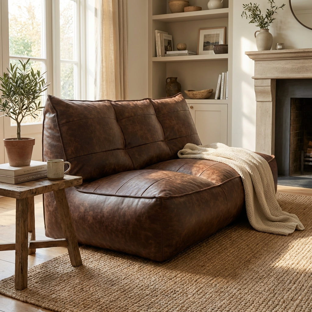 Wagrex - Fauteuil Zitzak Bank Modern Retro-Leer