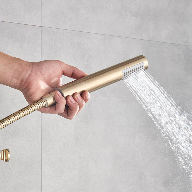 Einbauregendusche-Set mit Handbrause - Messing-Duscharmatur gebürstetes Gold