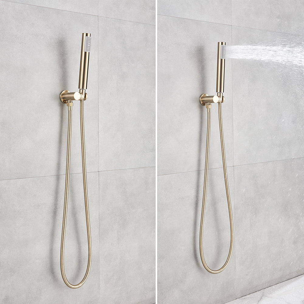 Einbauregendusche-Set mit Handbrause - Messing-Duscharmatur gebürstetes Gold
