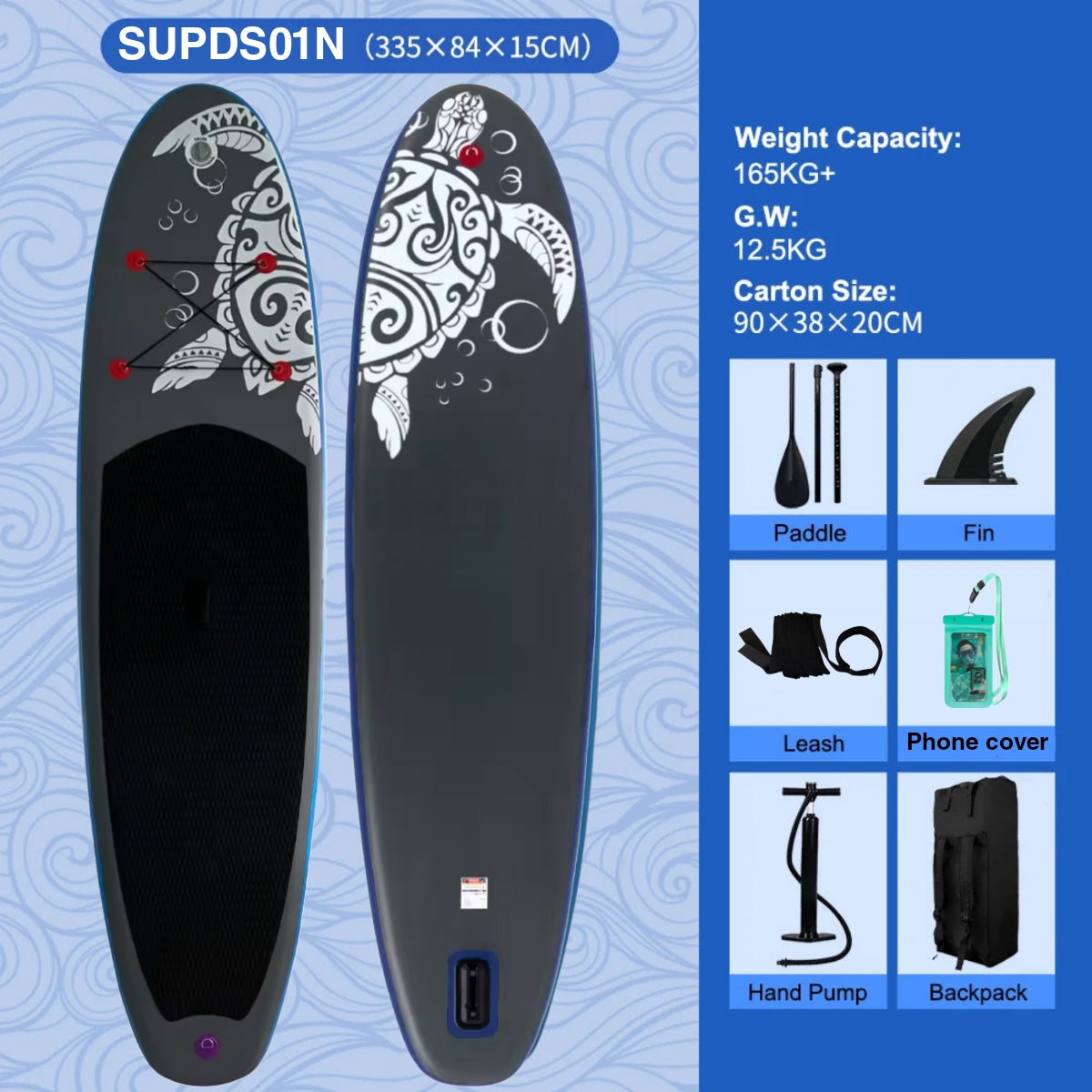 Opblaasbaar supboard met premium accessoires en draagtas