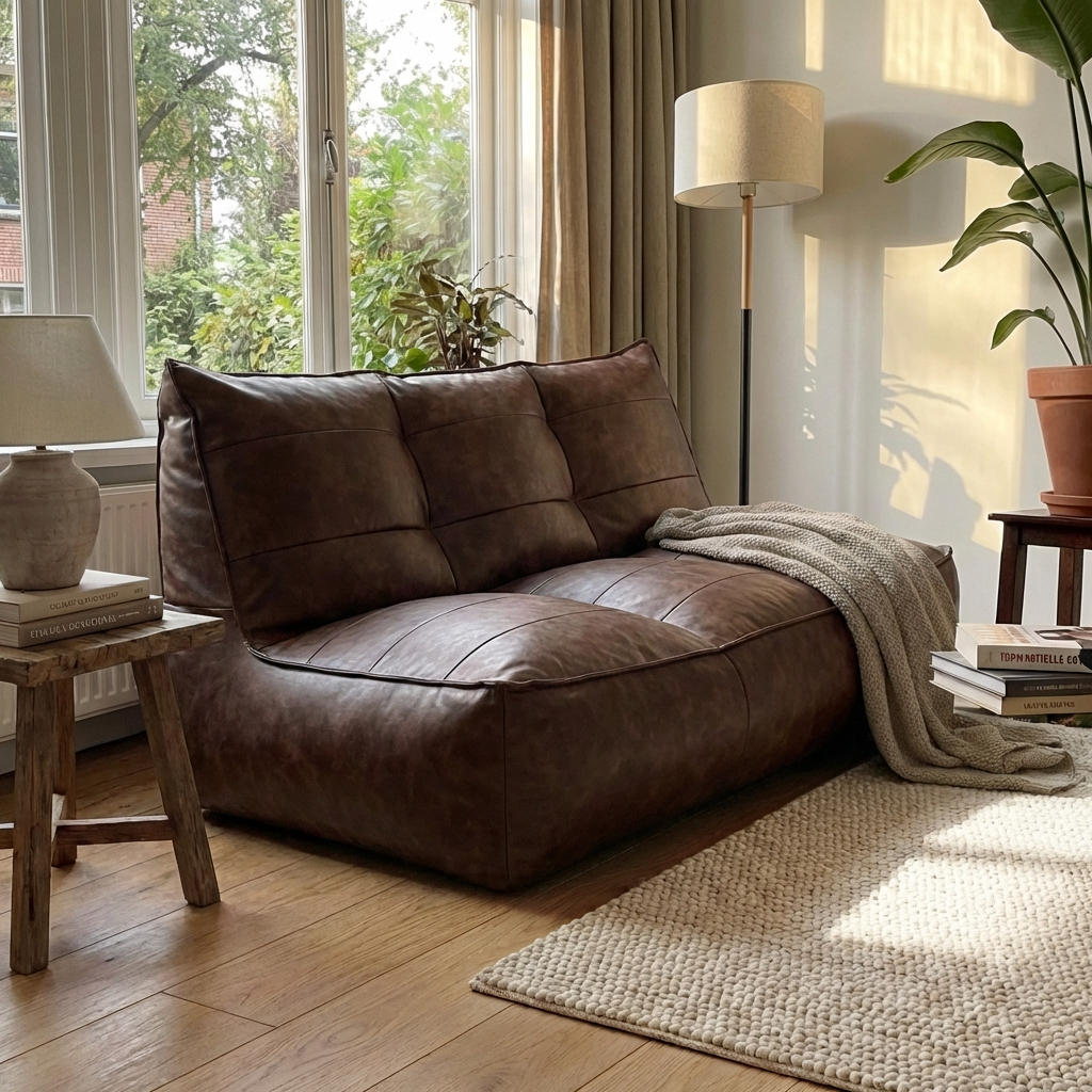 Wagrex - Fauteuil Zitzak Bank Modern Retro-Leer