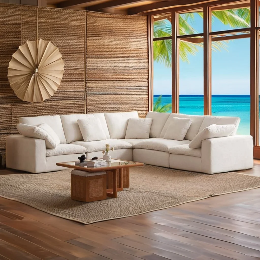 Cloud Comfort Modulaire Bank - Moderne witte flanel