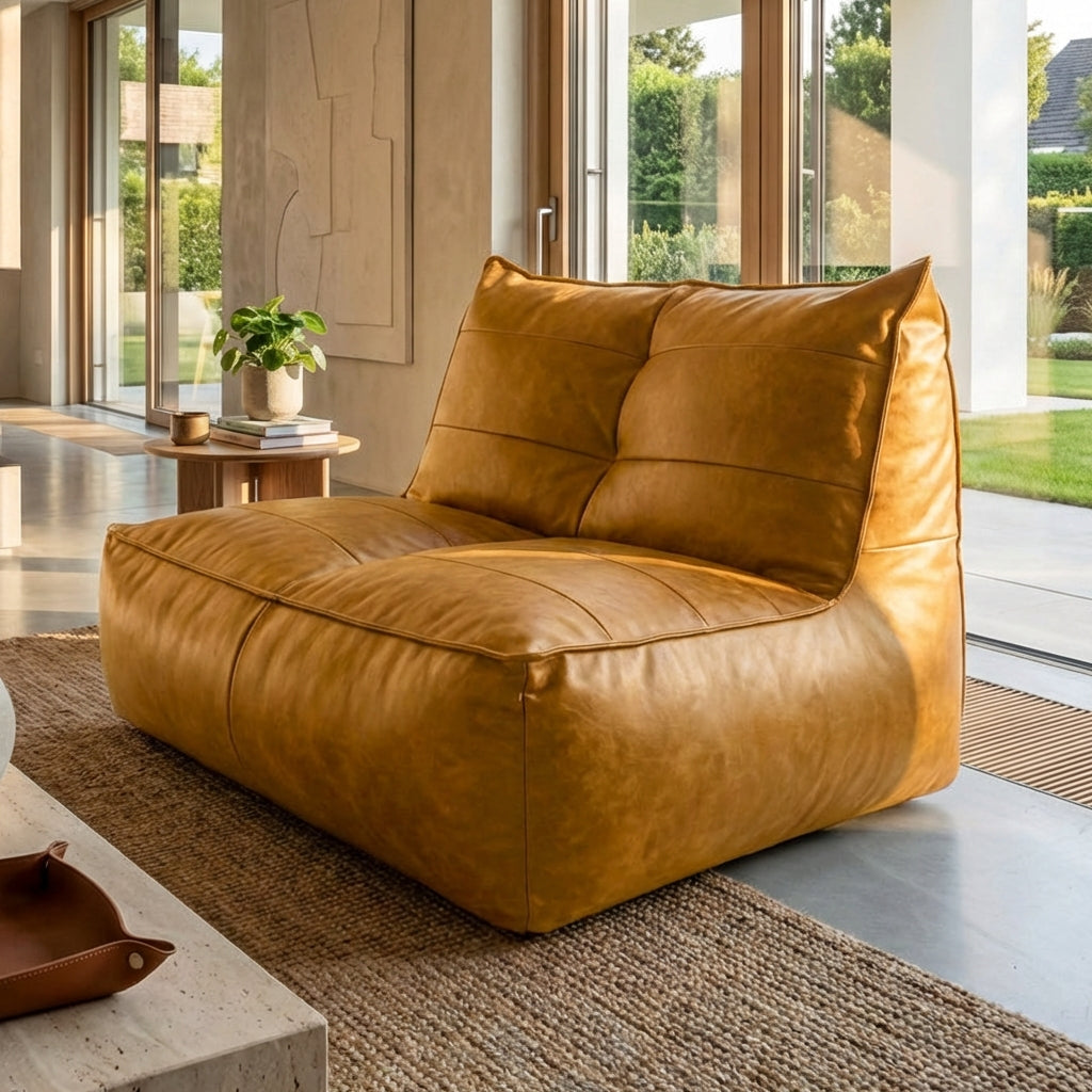 Wagrex - Fauteuil Zitzak Bank Modern Retro-Leer