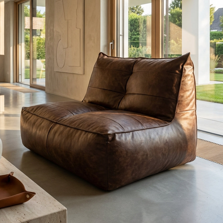 Wagrex - Fauteuil Zitzak Bank Modern Retro-Leer