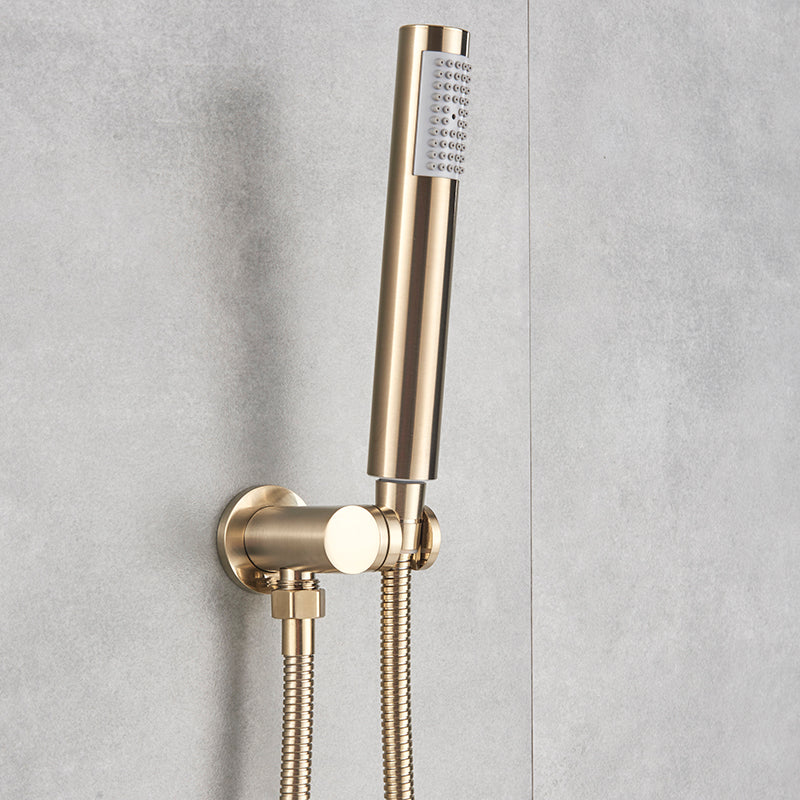 Einbauregendusche-Set mit Handbrause - Messing-Duscharmatur gebürstetes Gold