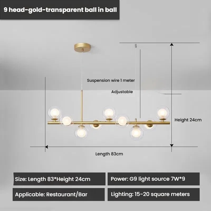 Designer LED-Glas-Kugel-Hängeleuchte