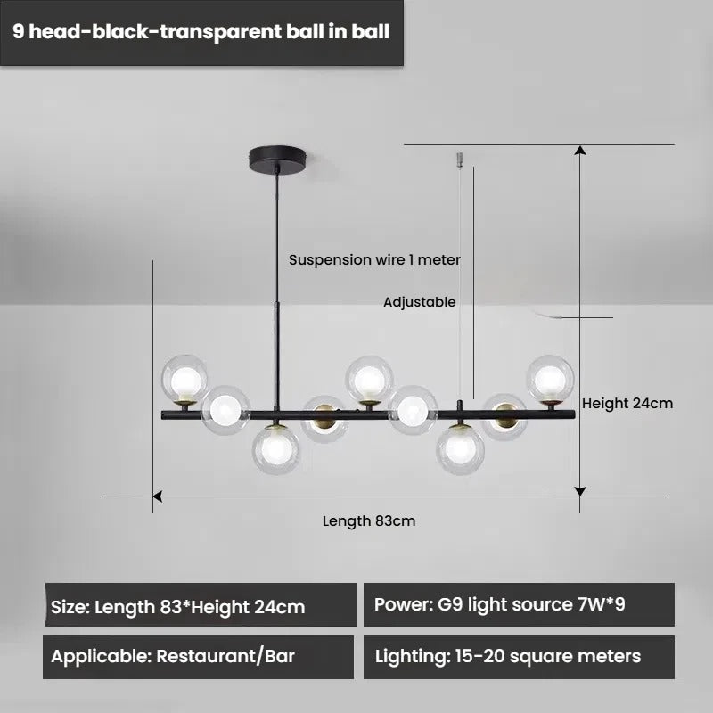 Designer LED-Glas-Kugel-Hängeleuchte
