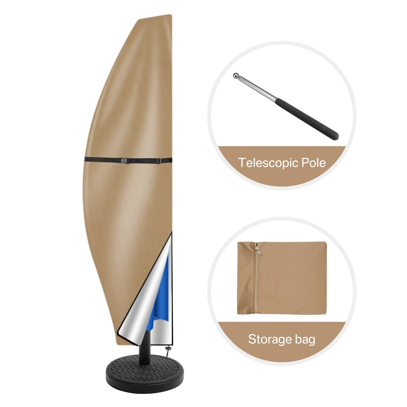 Duurzame Parasol hoezen - Waterdicht met rits, en trekkoord