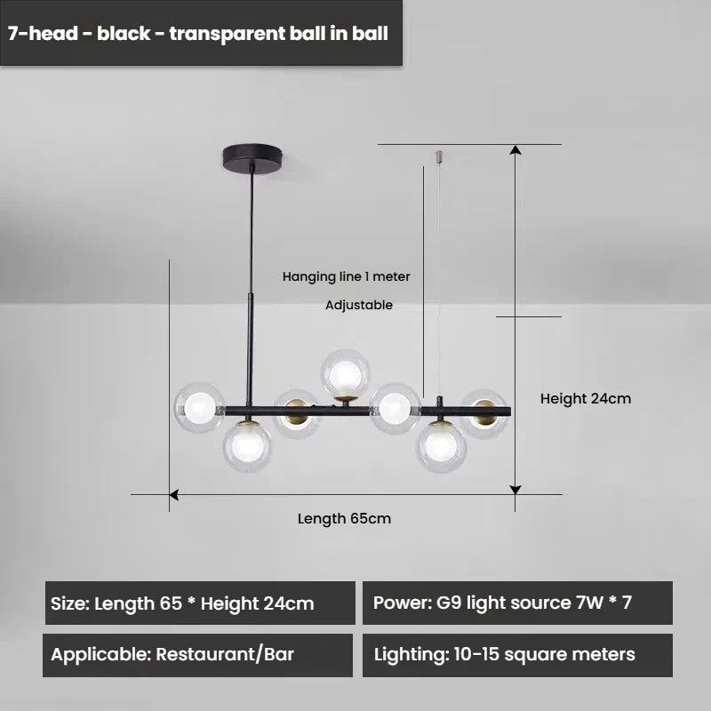 Designer LED-Glas-Kugel-Hängeleuchte