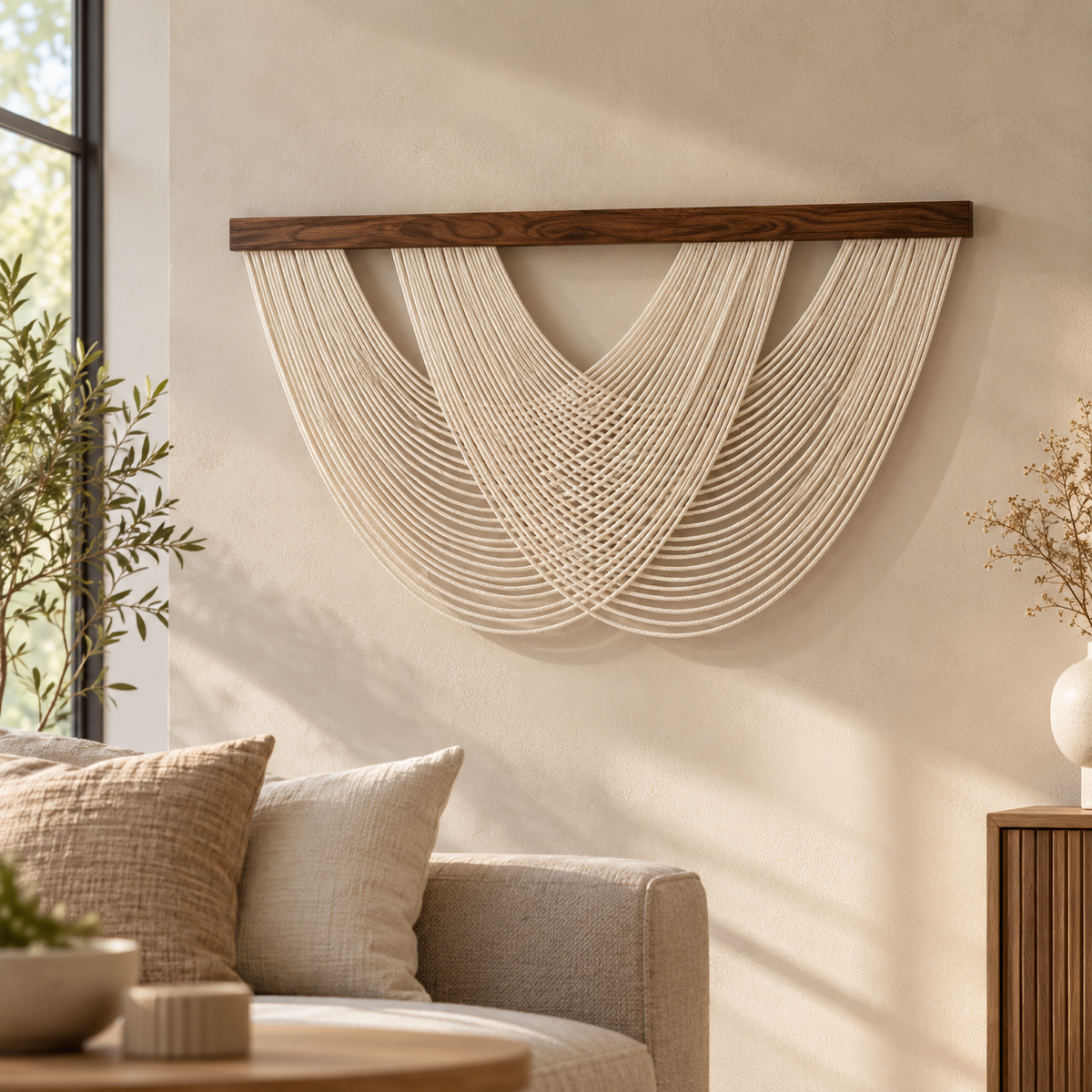 Boho Wandtapijt van Katoenen Touw 100 x 60 cm