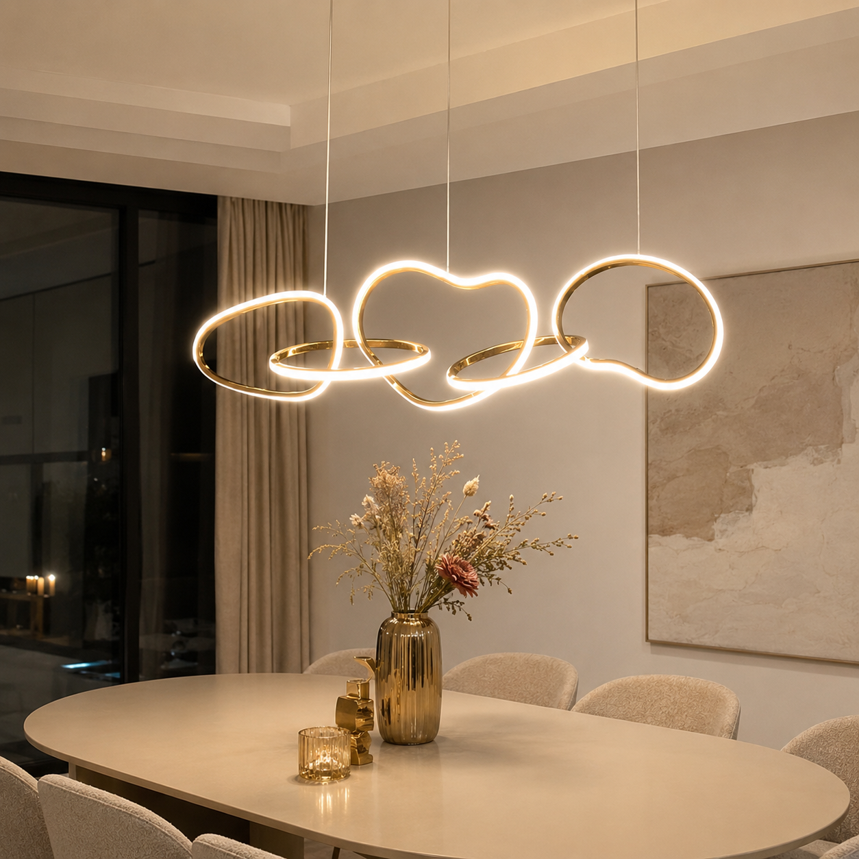 AURELIUS - Goldring Esszimmer Pendelleuchte - Modernes LED