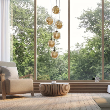 Moderne Glas-Pendelleuchte – Höhenverstellbarer Esstisch-Kronleuchter