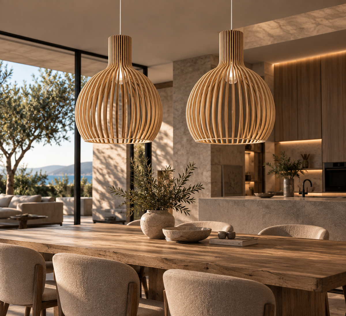 Houten kooi Hanglamp in landelijke stijl