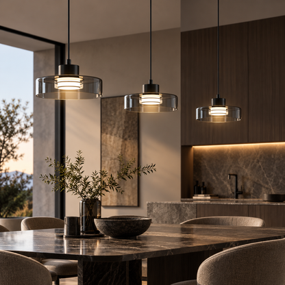 Minimalistische glazen led-hanglamp zwart