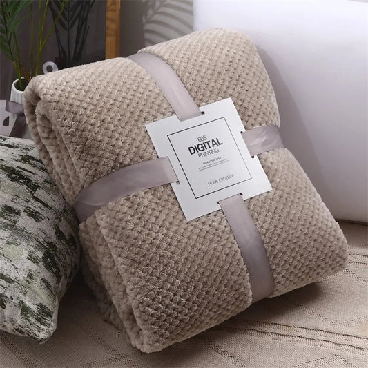 Khaki-Decke – Polyester – Warme Decke für die Couch