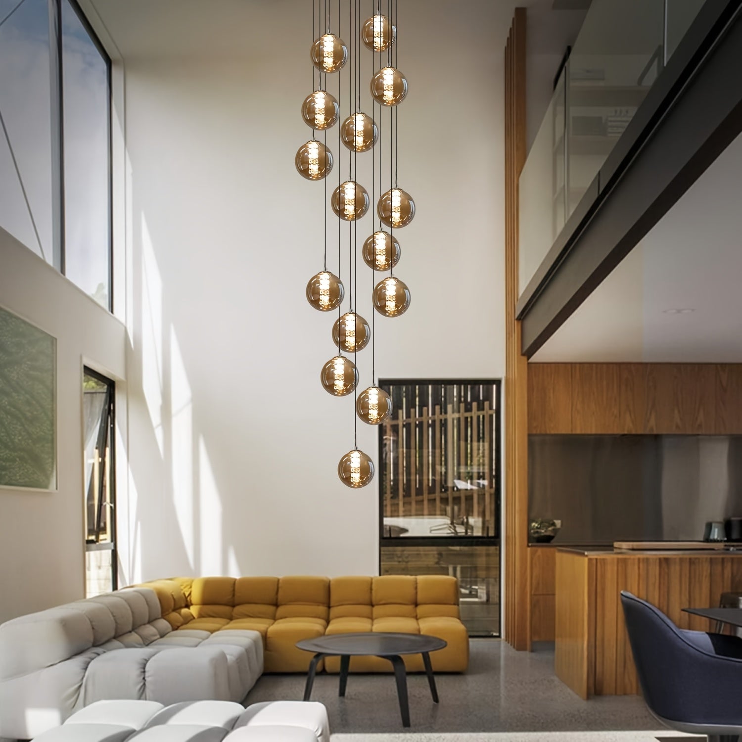 Moderne Glas-Pendelleuchte – Höhenverstellbarer Esstisch-Kronleuchter