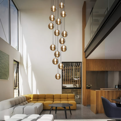 Moderne Glas-Pendelleuchte – Höhenverstellbarer Esstisch-Kronleuchter