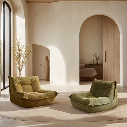 Luxuriöser Loungesessel aus olivgrünem Cord