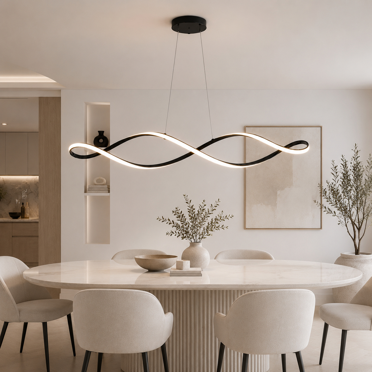 Moderne eettafel hanglamp Gekrulde LED Design
