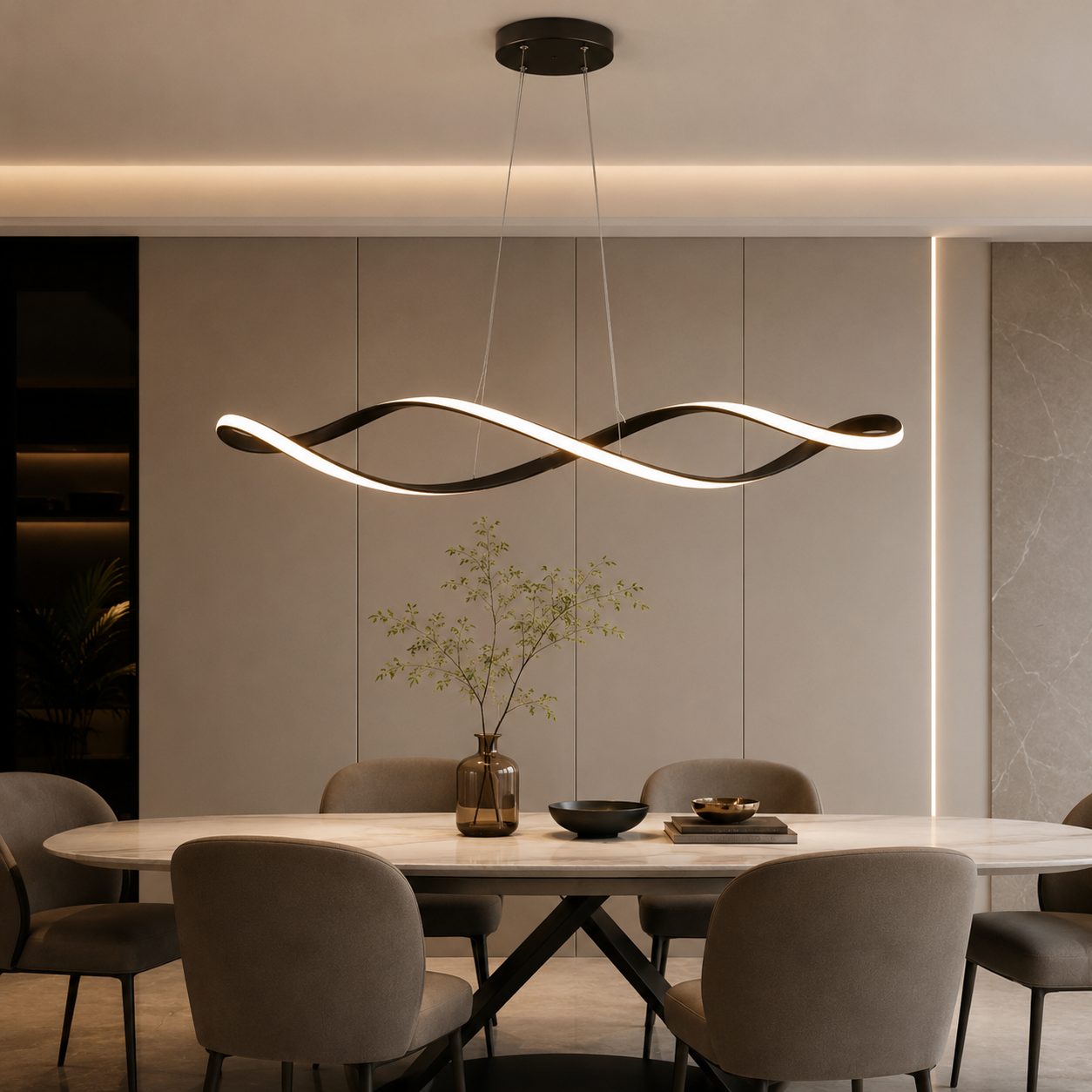 Moderne eettafel hanglamp Gekrulde LED Design