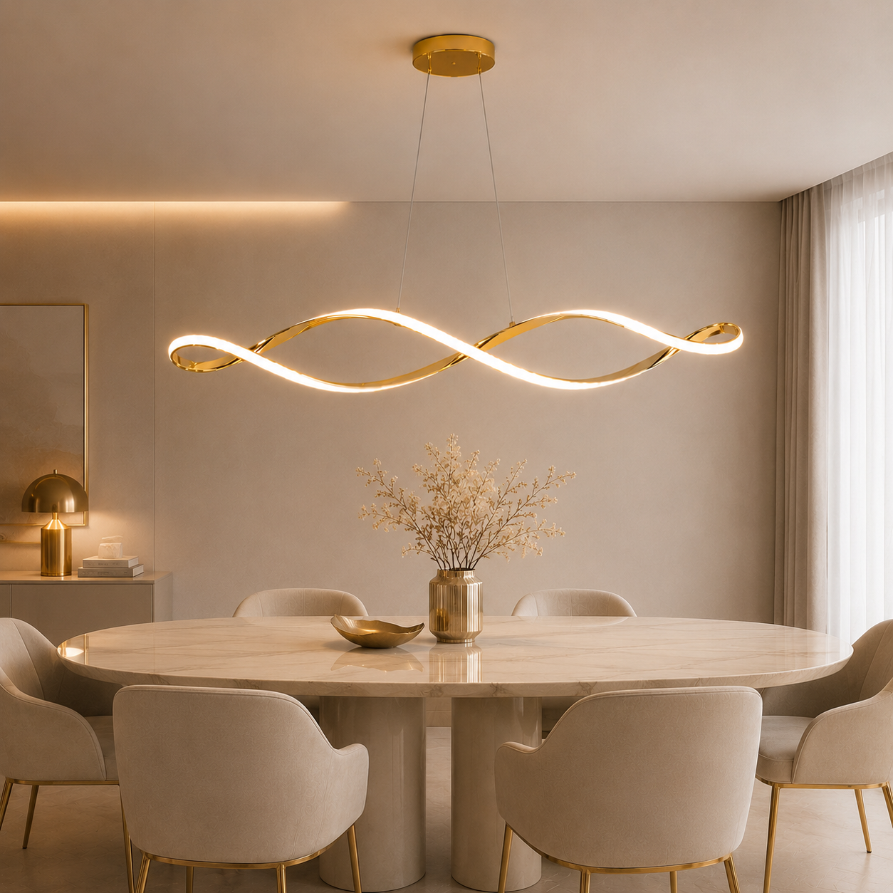 Moderne eettafel hanglamp Gekrulde LED Design