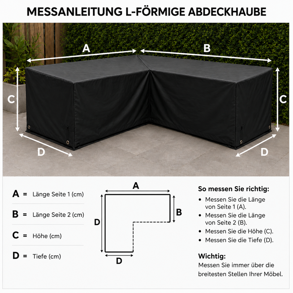 Custom Made Outdoor Furniture Cover L-shape (CALCULATOR) (GER)