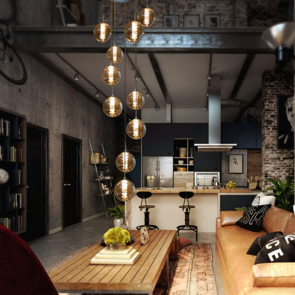 Moderne Glas-Pendelleuchte – Höhenverstellbarer Esstisch-Kronleuchter