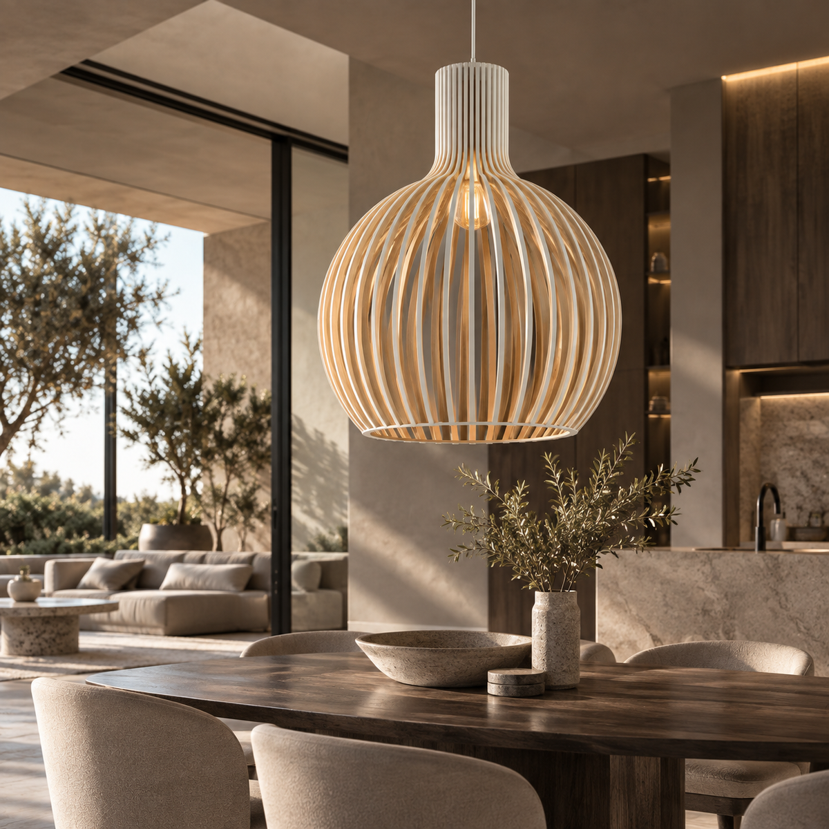 Houten kooi Hanglamp in landelijke stijl
