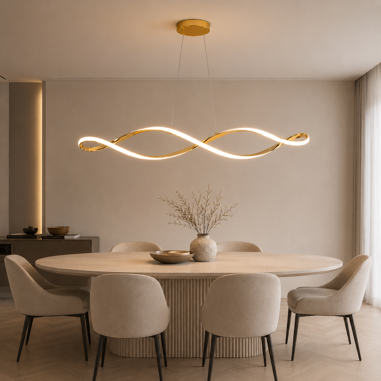Moderne eettafel hanglamp Gekrulde LED Design