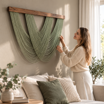 Boho Wandtapijt van Katoenen Touw 100 x 60 cm