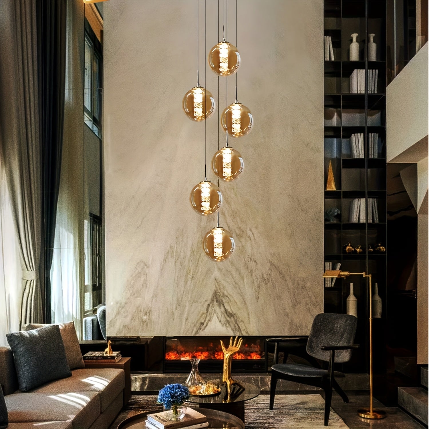 Moderne Glas-Pendelleuchte – Höhenverstellbarer Esstisch-Kronleuchter