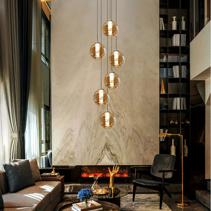 Moderne Glas-Pendelleuchte – Höhenverstellbarer Esstisch-Kronleuchter