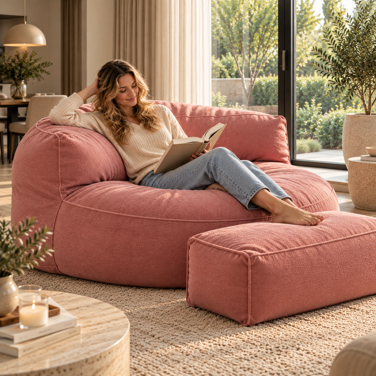 Zitzak Loveseat Rond Dik Chenille