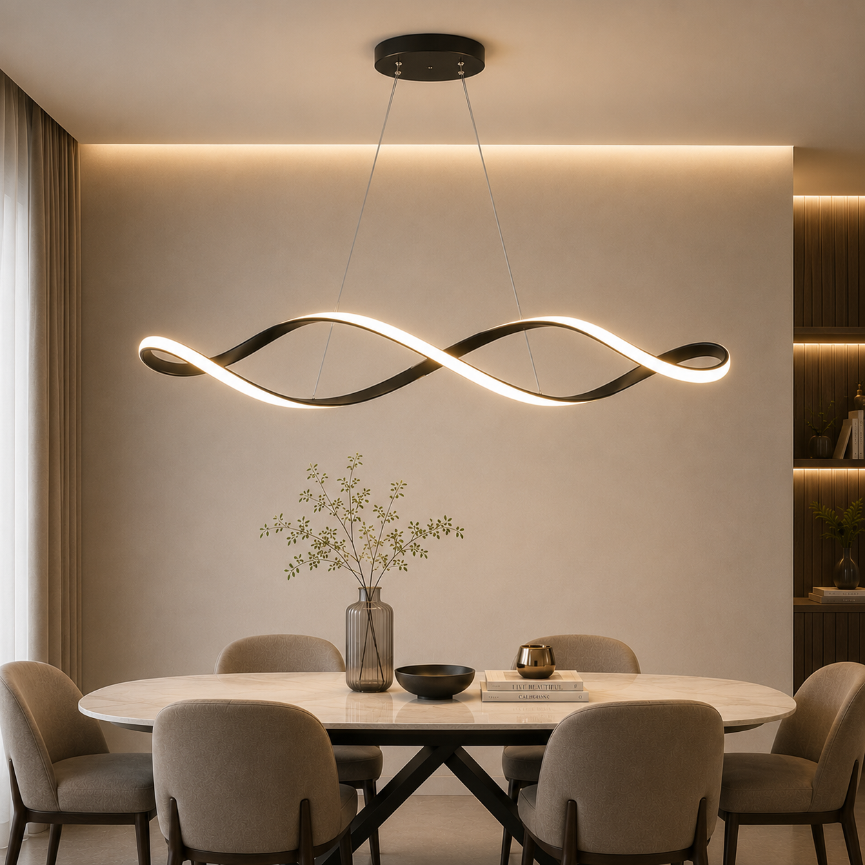 Moderne eettafel hanglamp Gekrulde LED Design