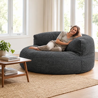 Zitzak Loveseat Rond Dik Chenille