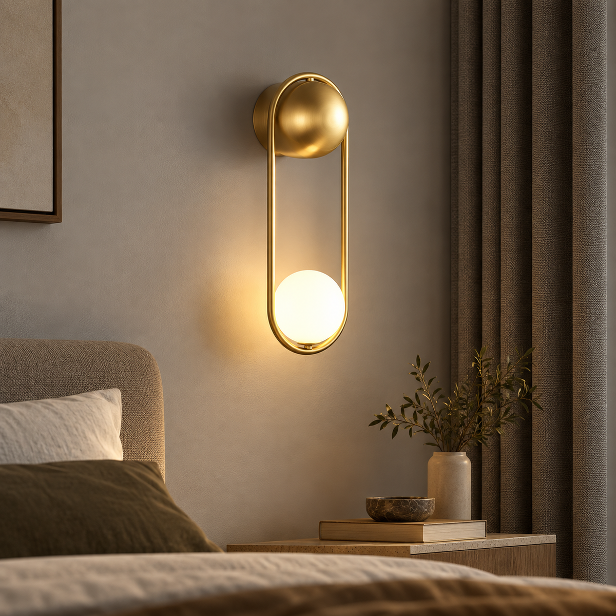 U-vormige LED Wandlamp – Art Deco Design | Koper of Zwart