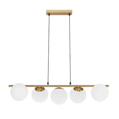 5-Flame Glass Ball Pendant Light – Adjustable Height | Black or Gold