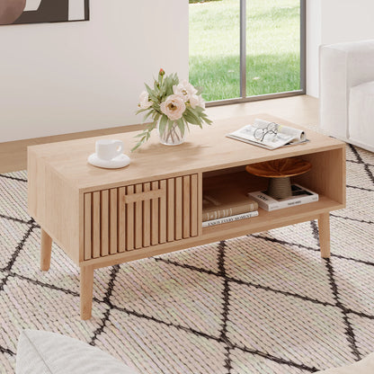 Salontafel van massief hout - Natuurlijke lage bijzettafel voor de woonkamer