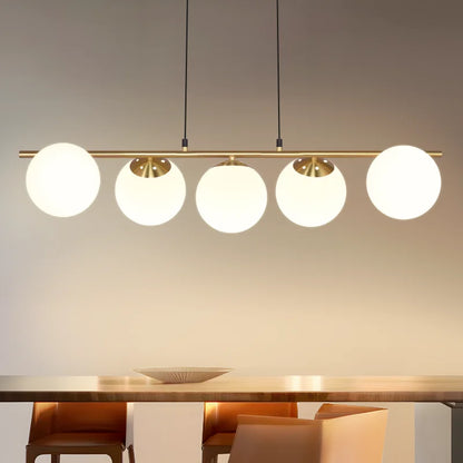 5-Flame Glass Ball Pendant Light – Adjustable Height | Black or Gold