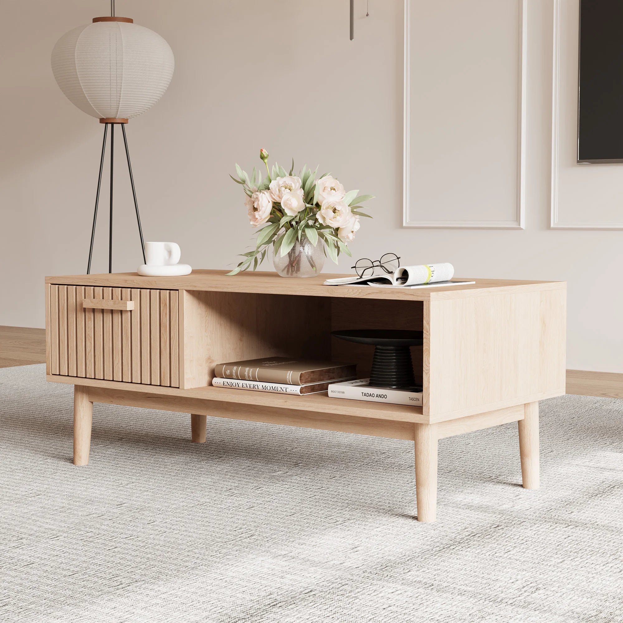 Salontafel van massief hout - Natuurlijke lage bijzettafel voor de woonkamer