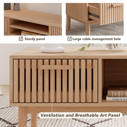 Salontafel van massief hout - Natuurlijke lage bijzettafel voor de woonkamer