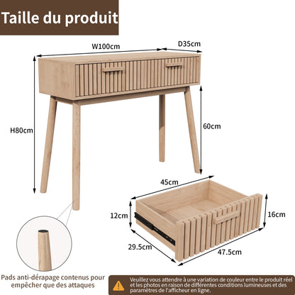 Consoletafel met twee lades - Elegante haltafel met hoge poten