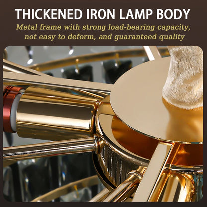 Luxe K9 Kristallen Kroonluchter – Goud Ronde LED Plafondlamp