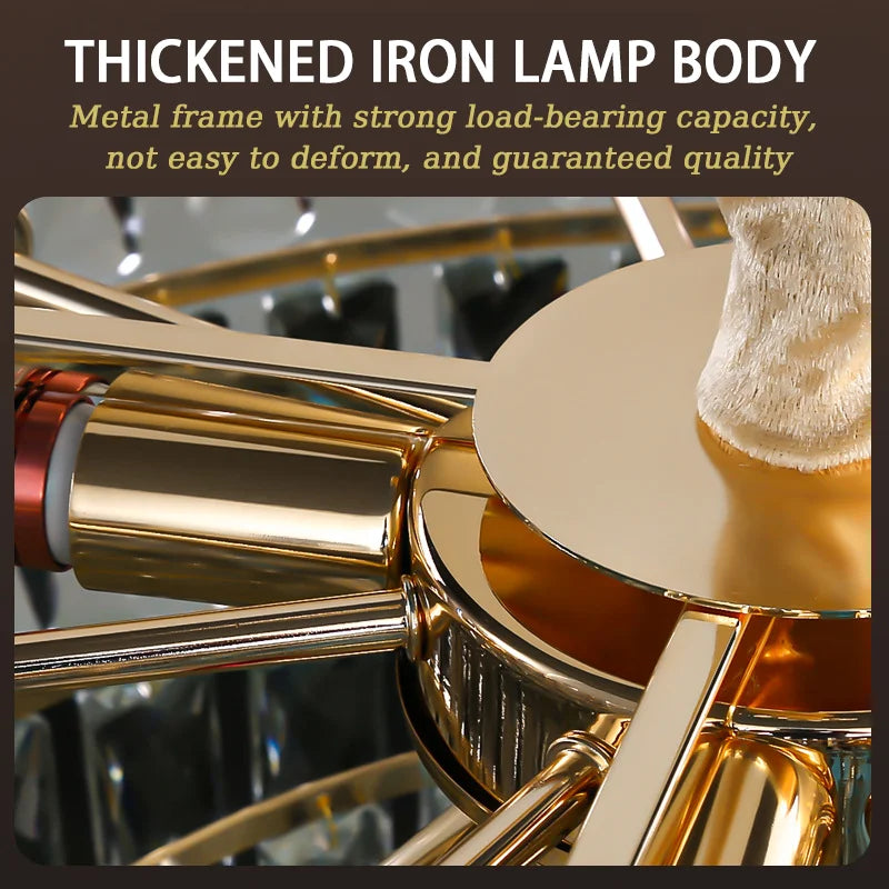 Luxe K9 Kristallen Kroonluchter – Goud Ronde LED Plafondlamp