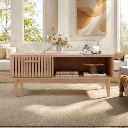 Salontafel van massief hout - Natuurlijke lage bijzettafel voor de woonkamer