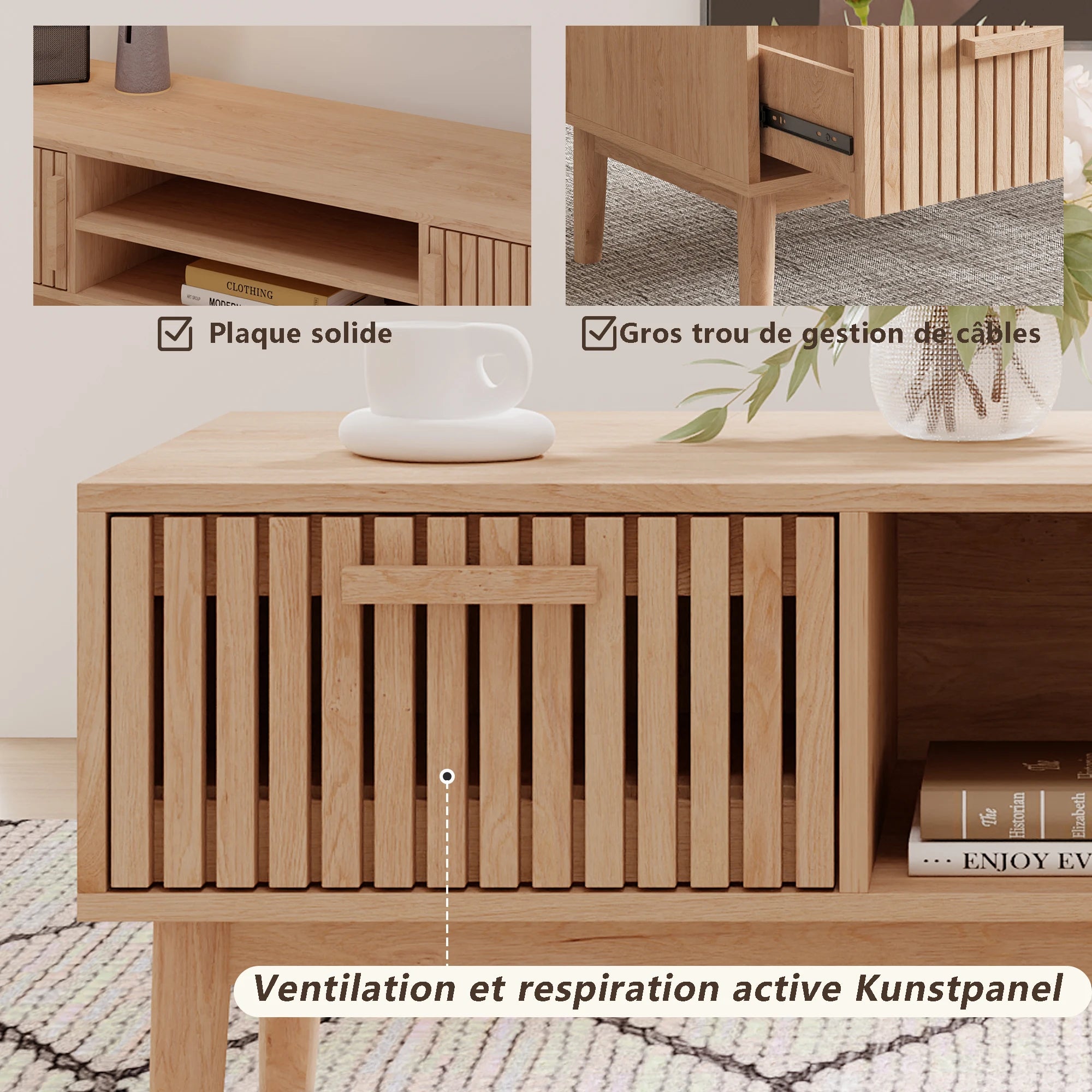 Salontafel van massief hout - Natuurlijke lage bijzettafel voor de woonkamer