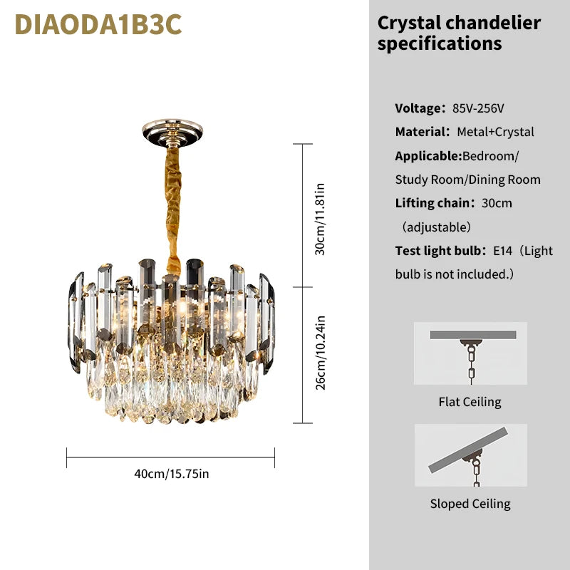 Luxe K9 Kristallen Kroonluchter – Goud Ronde LED Plafondlamp